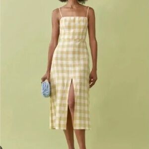 Reformation Nia Dress in yellow gingham